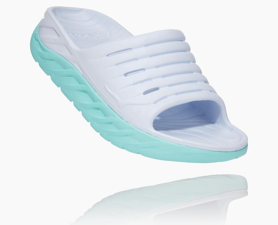 Chanclas Hoka One One Mujer - Ora Recovery - Blancas/Azules - JFQ157302